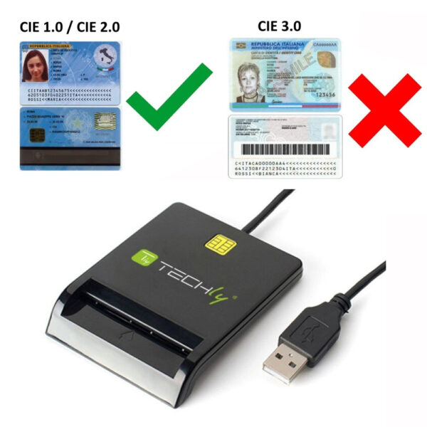 Lettore di Smart Card USB Esterno Nero - immagine 4