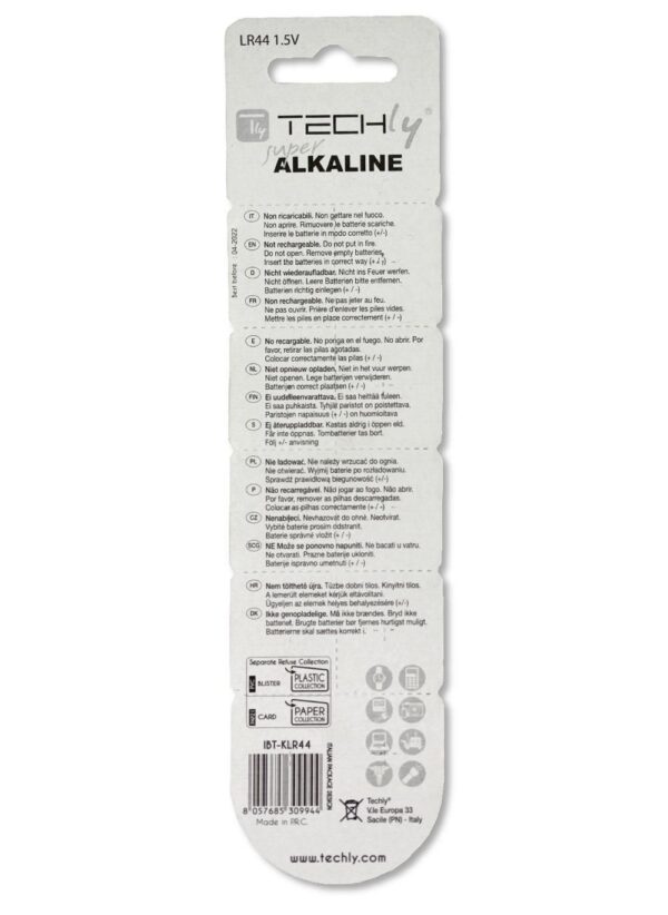 Batteria a Bottone Alcalina AG13 LR44 A76 GP76A 357 (set 10 pz) - immagine 2
