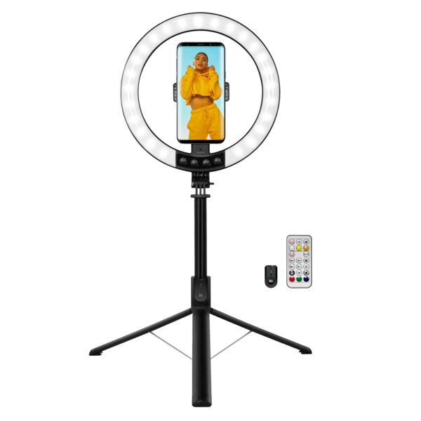 Luce LED 26RGB Anello ø25cm con Treppiede Estensibile Selfie Stick - immagine 2
