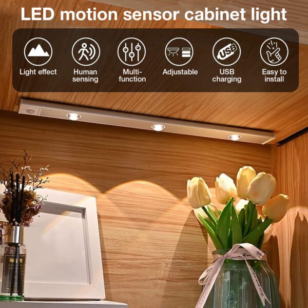 Luce LED Slim Ricaricabile USB con Sensore di Movimento 40 cm - immagine 8