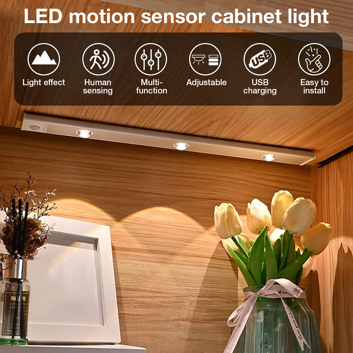 Luce LED Slim Ricaricabile USB con Sensore di Movimento 40 cm - immagine 8