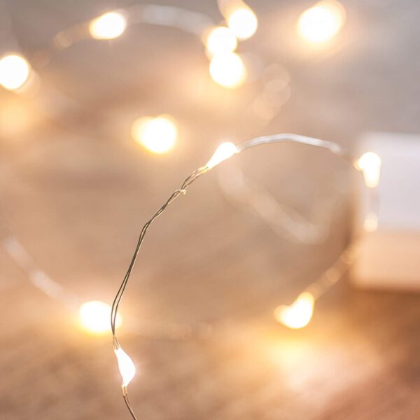 Luci Natalizie da Interno 20 LED a Filo Argentato con Timer A++ - immagine 5