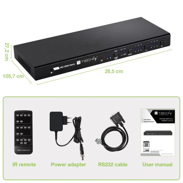 Matrix HDMI 2.0 6X 2 18Gbps 4k@60Hz con Audio e ARC - immagine 2