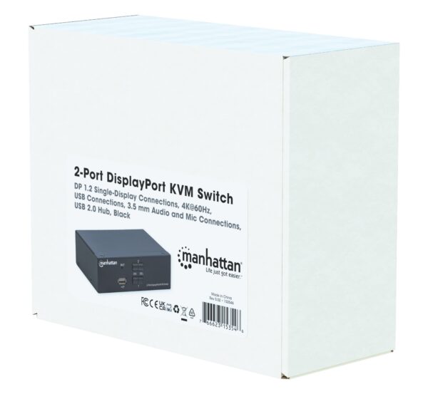 Switch KVM DisplayPort 1.2 a 2 porte 4K con Audio - immagine 2