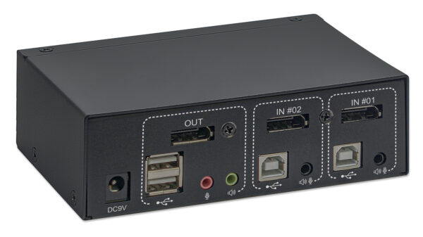 Switch KVM DisplayPort 1.2 a 2 porte 4K con Audio - immagine 5