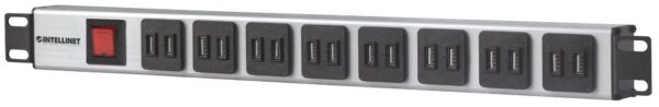Multipresa per Rack 16 uscite USB tipo A Spina Schuko Angolata 1U - immagine 3