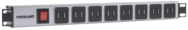 Multipresa per Rack 16 uscite USB tipo A Spina Schuko Angolata 1U - immagine 2