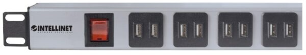 Multipresa per Rack 16 uscite USB tipo A Spina Schuko Angolata 1U - immagine 4
