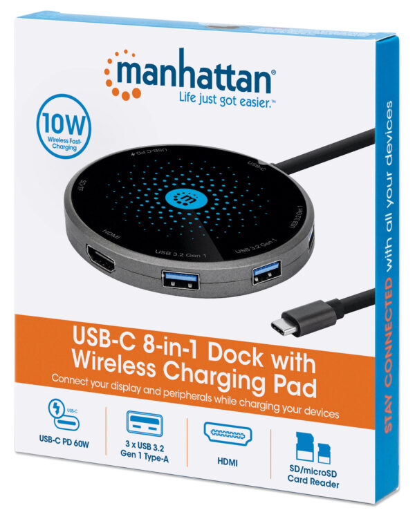 Docking Station USB-C™ 8-in-1 con Pad di Ricarica Wireless - immagine 2