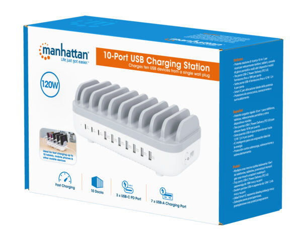 Docking Station Stazione di Ricarica 10 Porte USB 120W - immagine 2