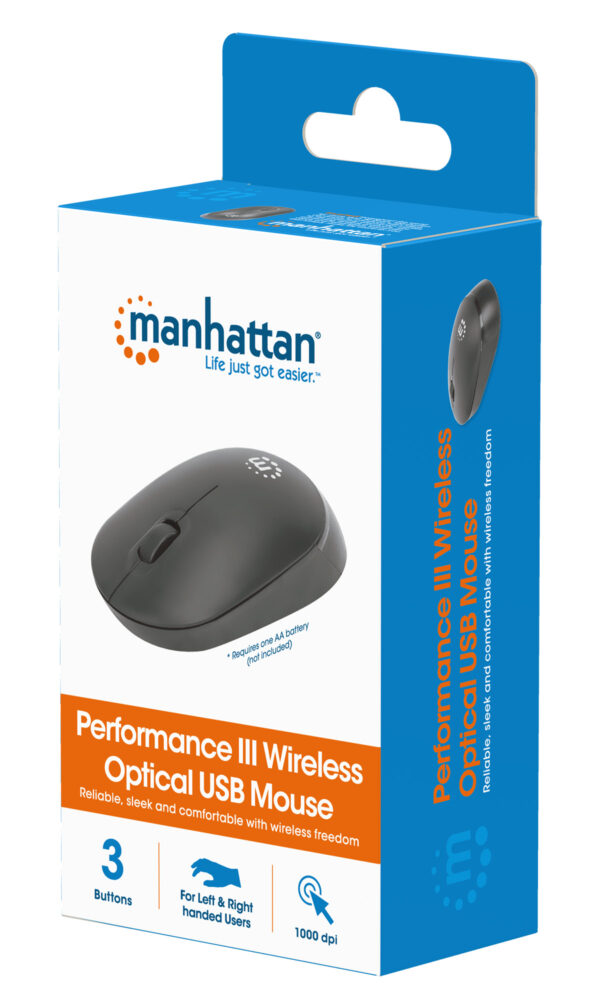 Mouse Ottico USB Wireless Performance III Nero - immagine 2