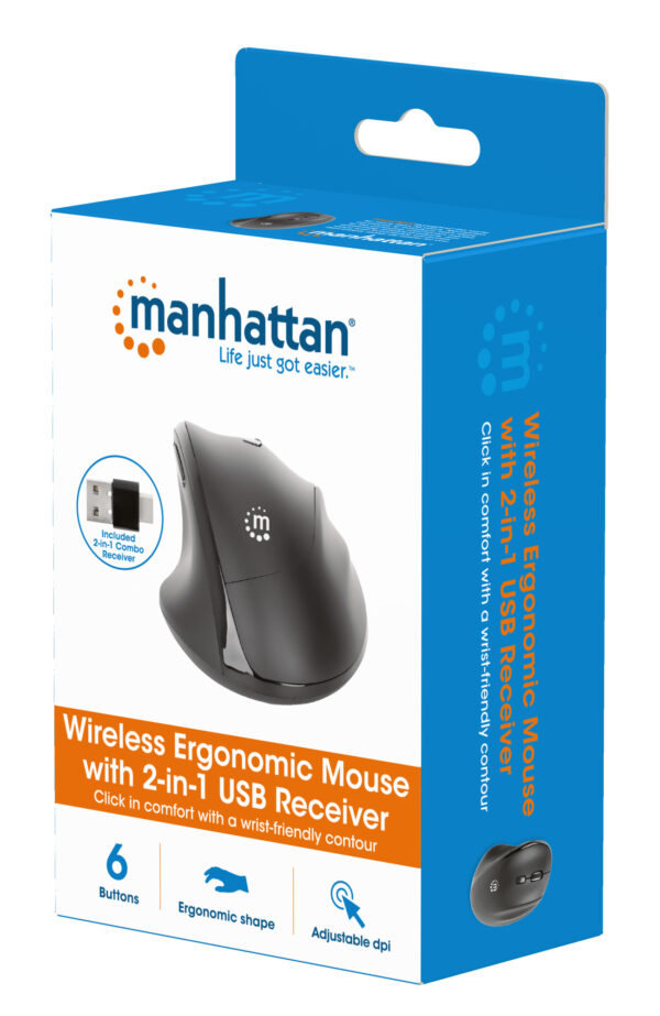 Mouse Ergonomico Wireless con Ricevitore USB-A e USB-C™ 2 in 1 - immagine 2