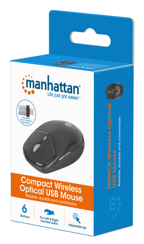 Mouse Ottico USB Wireless 1600dpi Compatto Nero - immagine 2