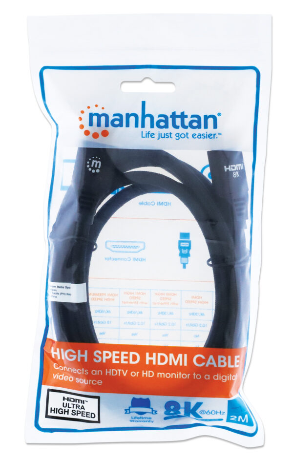 Cavo HDMI con Ethernet ad Altissima Velocità Certificato 8K@60Hz eARC 2m - immagine 2