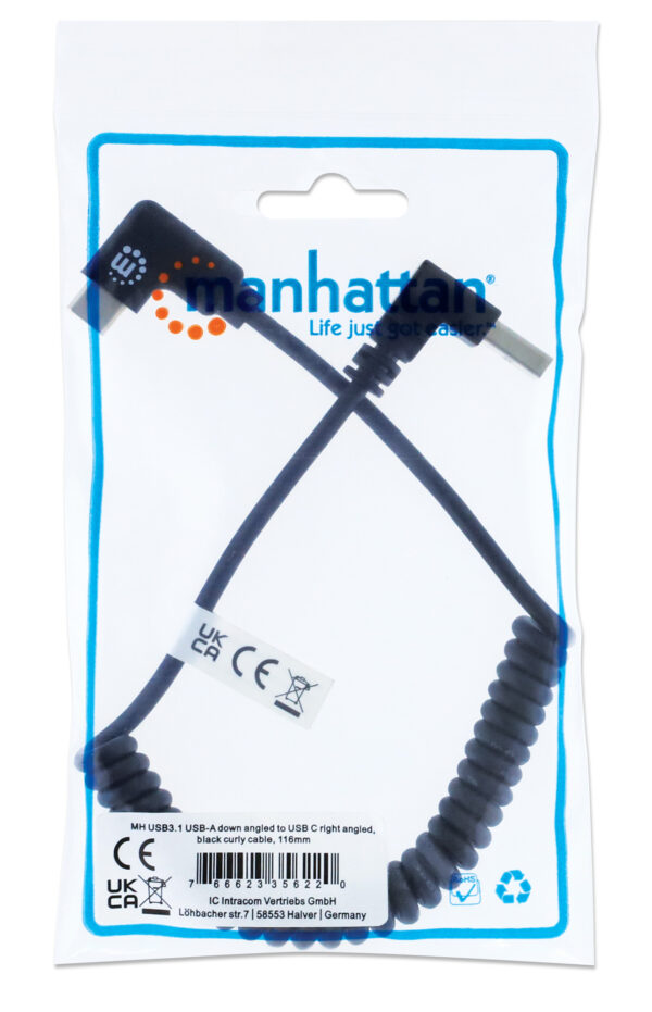 Cavo di Ricarica USB-A a USB-C™ 1m Spiralato Nero - immagine 2
