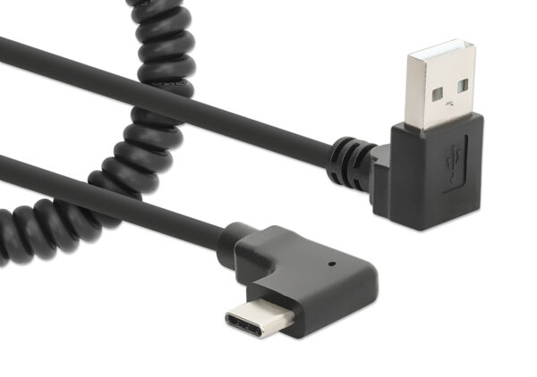 Cavo di Ricarica USB-A a USB-C™ 1m Spiralato Nero - immagine 3
