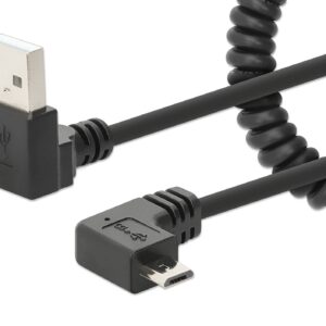 Cavo di Ricarica USB-A a Micro-USB 1m Spiralato Nero