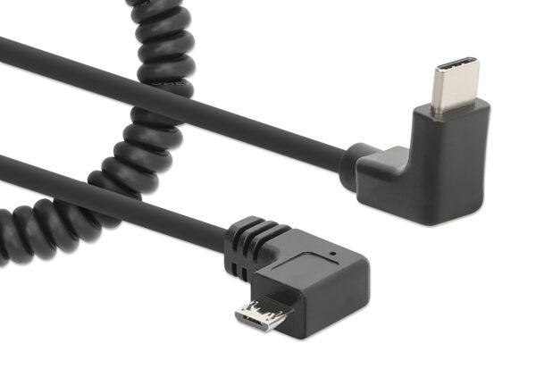 Cavo di Ricarica USB-C™ a Micro-USB 1m Spiralato Nero - immagine 3