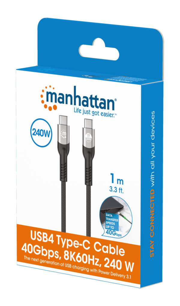 Cavo USB4 EPR USB-C™ M/M 40G 240W PD 3.1 8K E-Mark 1m - immagine 2