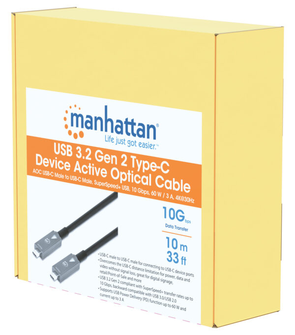 Cavo Ottico Attivo Dati e Video USB 3.2 Gen 2 USB-C™ M/M Fibra Ottica 4K 10 m - immagine 2