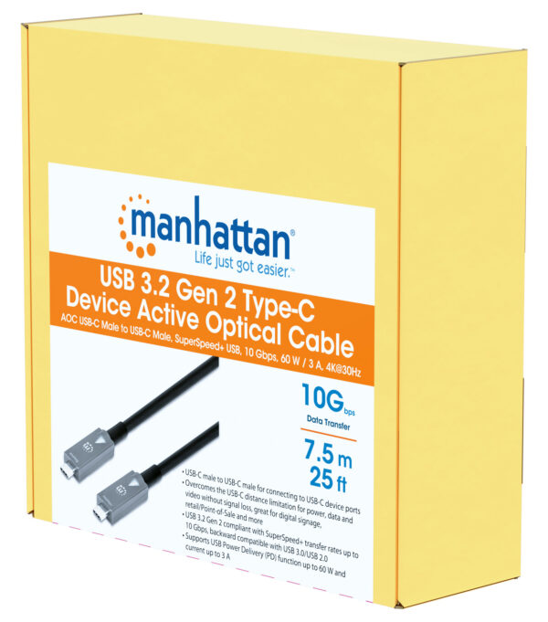 Cavo Ottico Attivo Dati e Video USB 3.2 Gen 2 USB-C™ M/M Fibra Ottica 4K 7,5 m - immagine 2