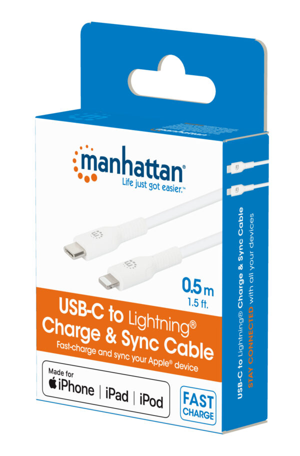 Cavo di Ricarica e Sincronizzazione USB-C™ a Lightning® 0,5m Bianco - immagine 2