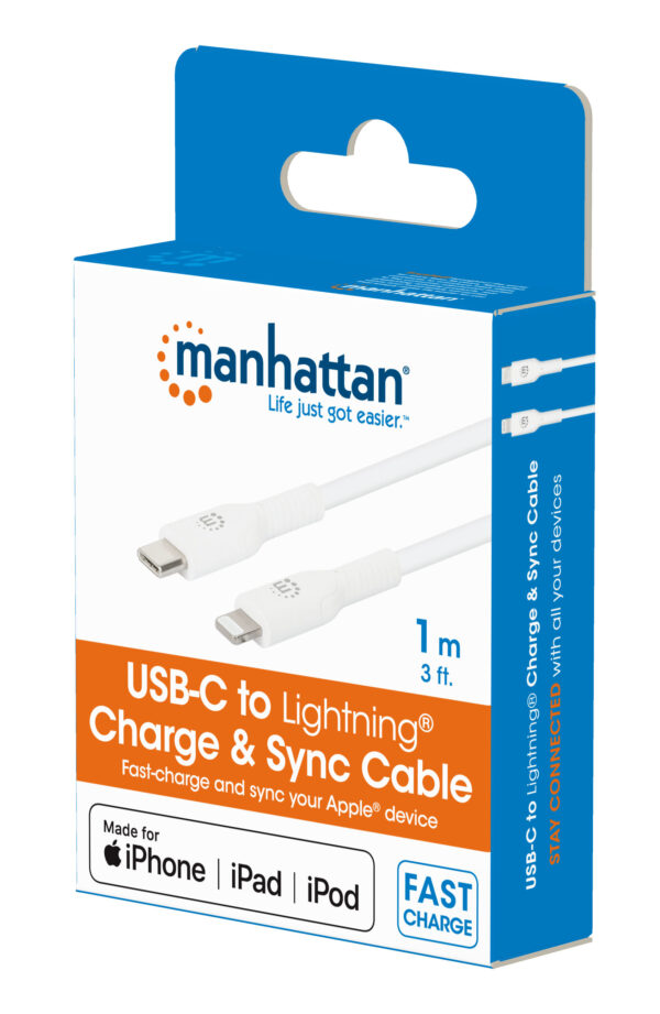 Cavo di Ricarica e Sincronizzazione USB-C™ a Lightning® 1m, Bianco - immagine 2