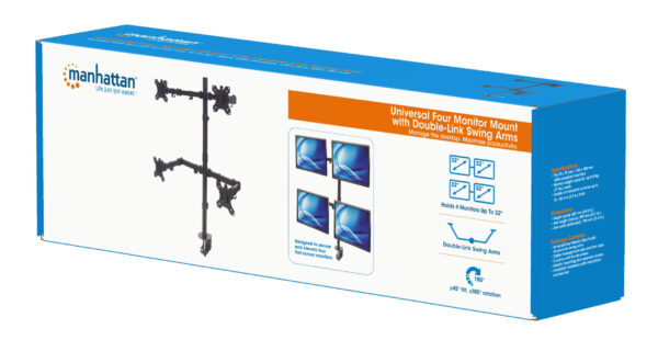 Supporto da Scrivania per 4 Monitor 13-32'' con Morsetto - immagine 2