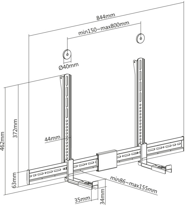 Supporto Universale per Soundbar da Muro Max VESA 800x400 - immagine 3