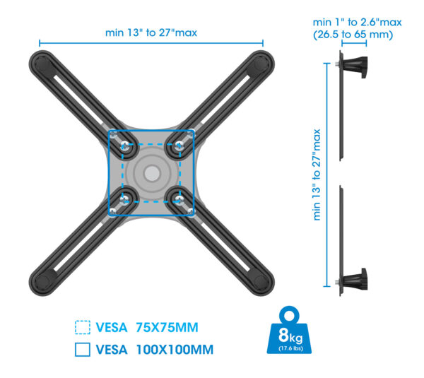 Kit Adattatore di Montaggio Non VESA per Monitor 13-27'' - immagine 4