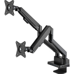Supporto da Scrivania Doppio Monitor 17-32'' con Molla a Gas e Docking Station 8-in-1