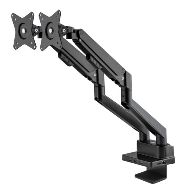 Supporto da Scrivania Doppio Monitor 17-32'' con Molla a Gas e Docking Station 8-in-1 - immagine 6