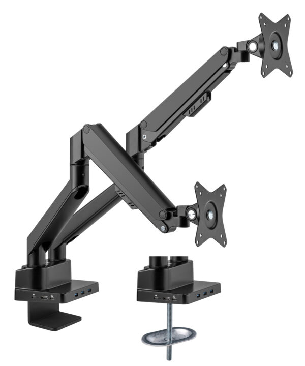 Supporto da Scrivania Doppio Monitor 17-32'' con Molla a Gas e Docking Station 8-in-1 - immagine 7