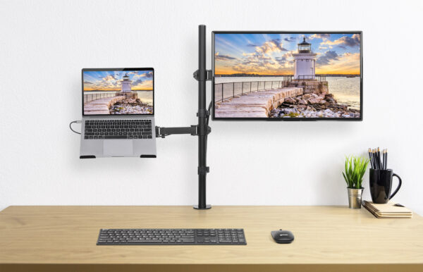 Supporto da Scrivania Braccio per Monitor 13-32'' e Mensola per Laptop - immagine 8