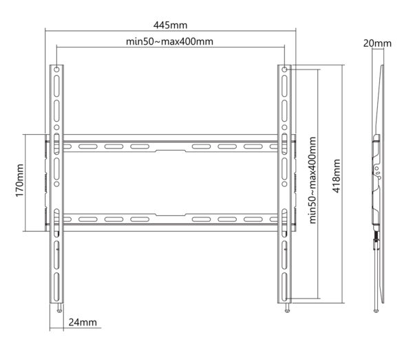 Supporto TV a Muro Fissa Ultra-Slim per TV 32-70'' - immagine 3