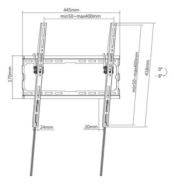 Supporto a Muro Inclinabile per TV LED 32-70'' a Basso Profilo - immagine 3