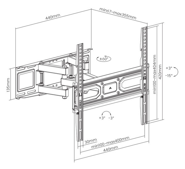 Supporto a Muro per TV LED LCD 32-70'' Full-Motion - immagine 3