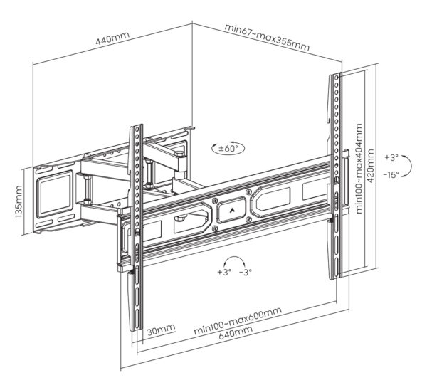 Supporto a Muro per TV LED LCD 37-80'' Full-Motion - immagine 3