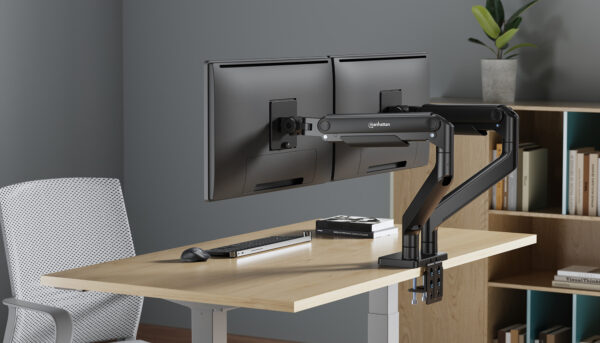 Supporto da Scrivania per Doppio Monitor 17-45'' con Molla Meccanica in Alluminio - immagine 2