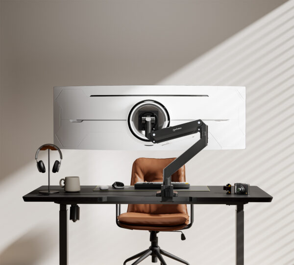 Supporto da Tavolo per Monitor Singolo 17-57'' con Molla a Gas in Alluminio Ultra Resistente con Porte USB - immagine 2