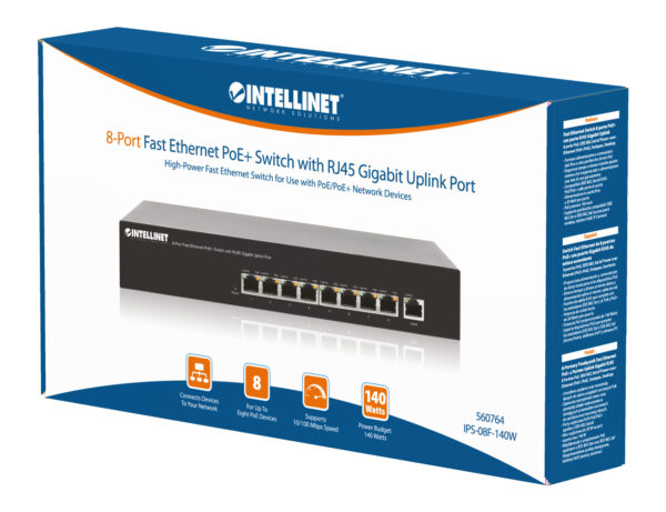 Switch PoE+ 8 Porte 10/100, Desktop / Rack - immagine 2