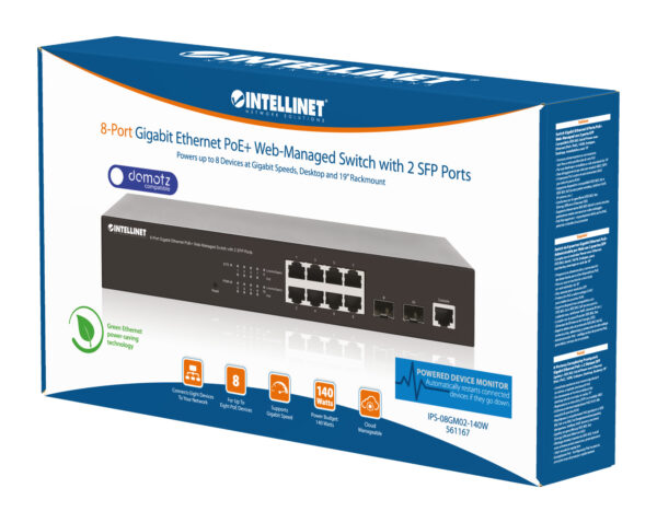 Switch Gigabit Ethernet 8 Porte PoE+ Web-Managed con 2 porte SFP - immagine 2