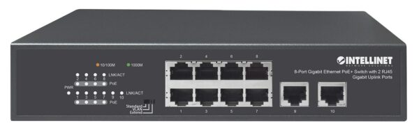 Switch Ethernet Gigabit 8 Porte PoE+ con 2 porte RJ45 Gigabit Uplink - immagine 4
