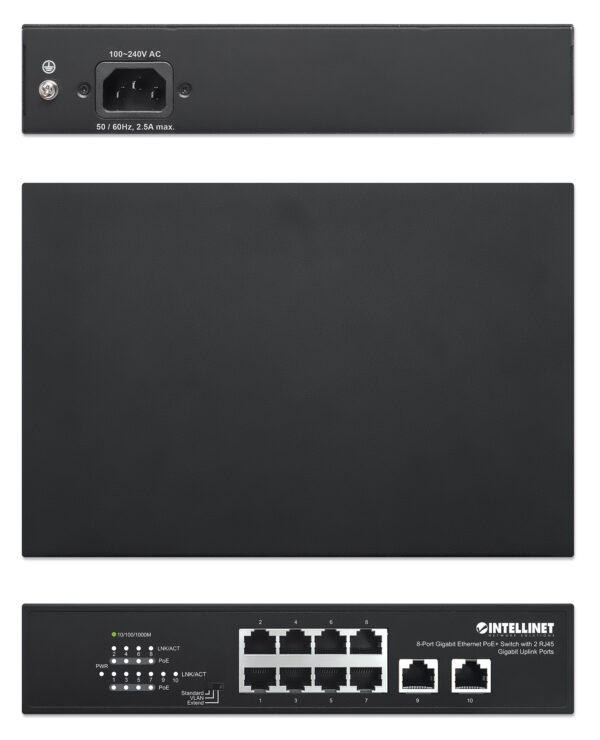 Switch Ethernet Gigabit 8 Porte PoE+ con 2 porte RJ45 Gigabit Uplink - immagine 6