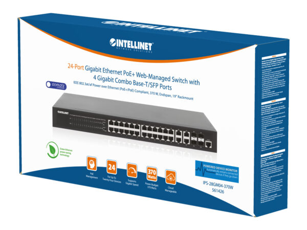 Switch 24p. Gigabit Ethernet PoE+ con 4p. Gigabit Combo Base-T/SFP - immagine 2