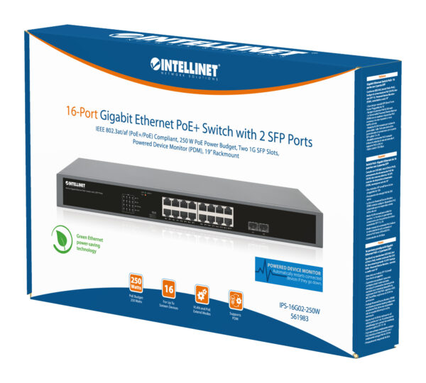 Gigabit Ethernet Switch PoE+ 16 porte con 2 porte SFP - immagine 2