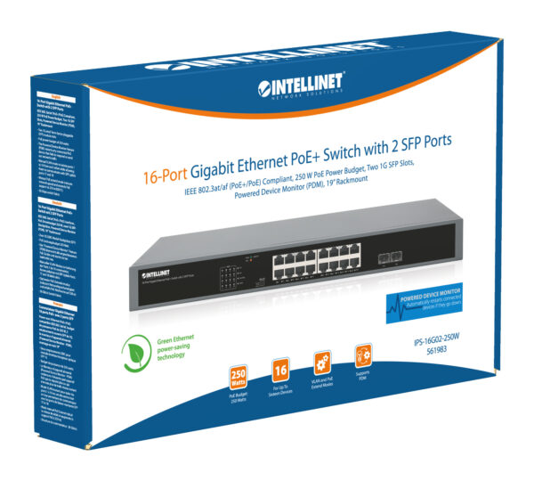 Gigabit Ethernet Switch PoE+ 16 porte con 2 porte SFP - immagine 9