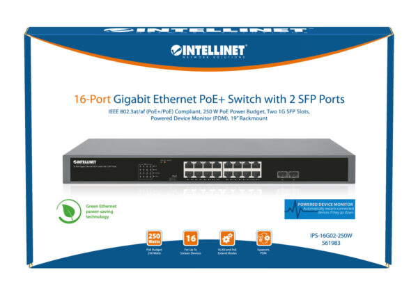 Gigabit Ethernet Switch PoE+ 16 porte con 2 porte SFP - immagine 8