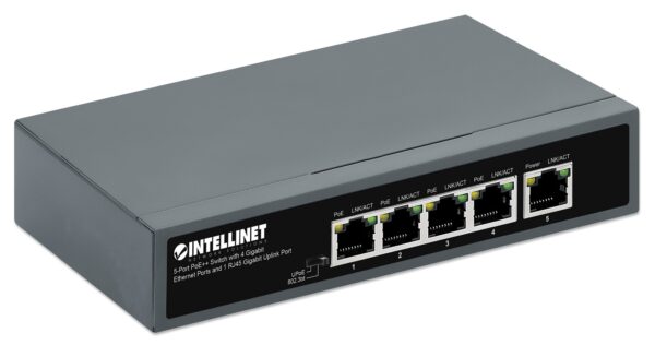 Switch 5 porte PoE++ con 4 porte Gigabit e una porta RJ45 Gigabit Uplink - immagine 2