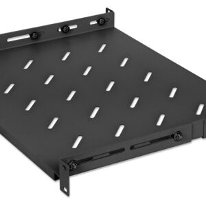 Mensola 19'' fissa con Profondità Regolabile da 350 a 550 mm 1U Nero